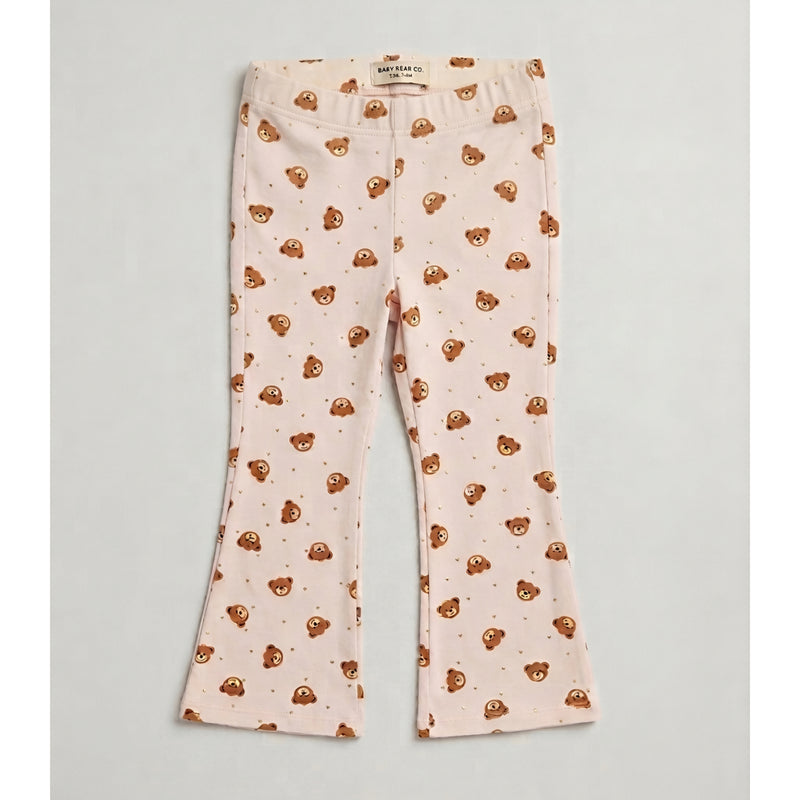 Girl Bear Print Flared Cotton Leggings Zubaidas