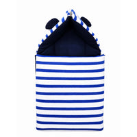 Baby Carry Nest Blue & White Striped with Bear Ears - View 1
