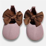 Baby Knit Booties Bow Pink