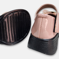 Girls Pink Glossy Loafers with Bow - View 4