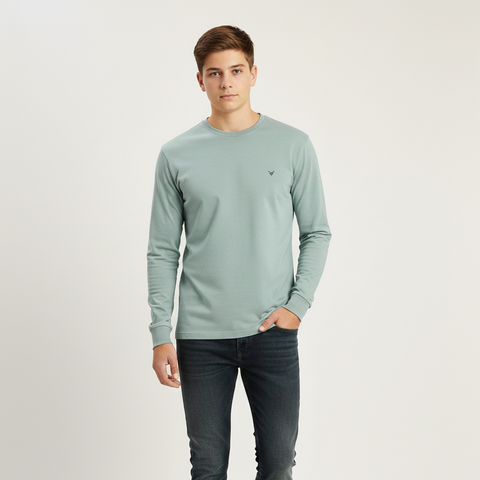 Boys Essential Cotton Long-Sleeve Tee Sage Green Zubaidas