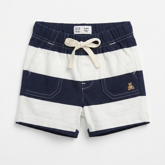 Baby Boys' Navy and White Striped Cotton Shorts Zubaidas
