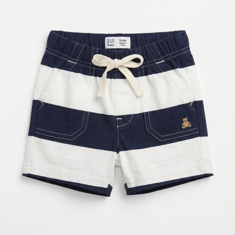 Baby Boys' Navy and White Striped Cotton Shorts Zubaidas