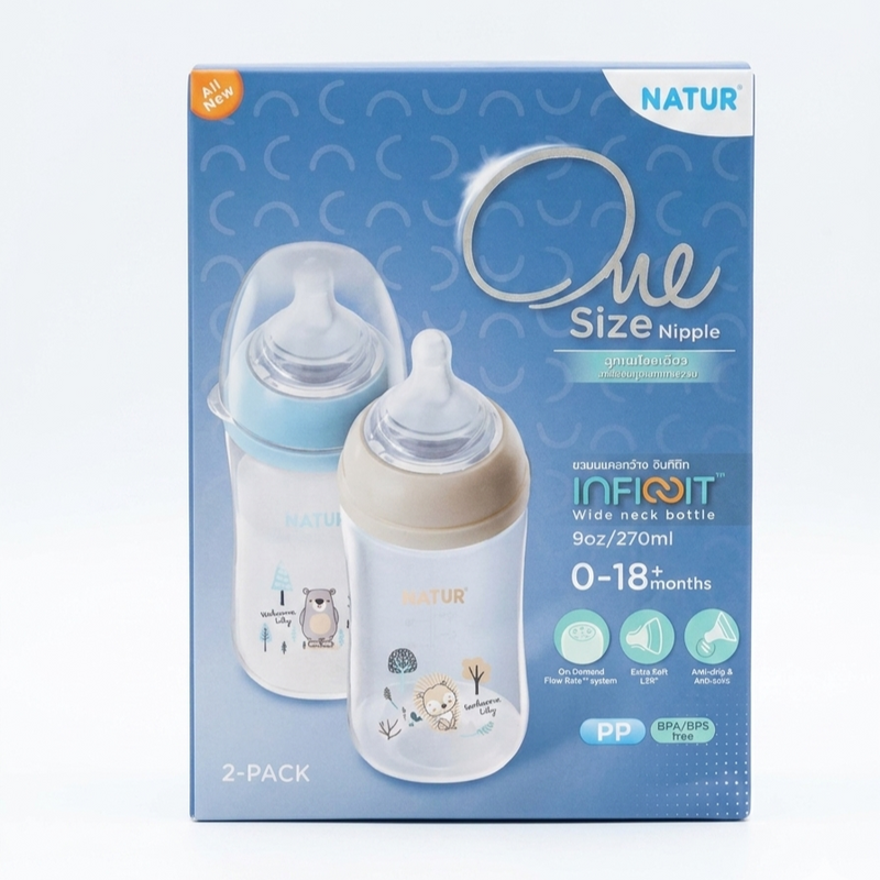 NATUR Infinit Anti-Colic Baby Bottle (270ml)  2 Pack Suitable for 0-18 Months Zubaidas