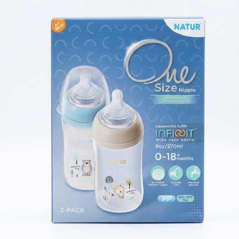 NATUR Infinit Anti-Colic Baby Bottle (270ml)  2 Pack Suitable for 0-18 Months Zubaidas