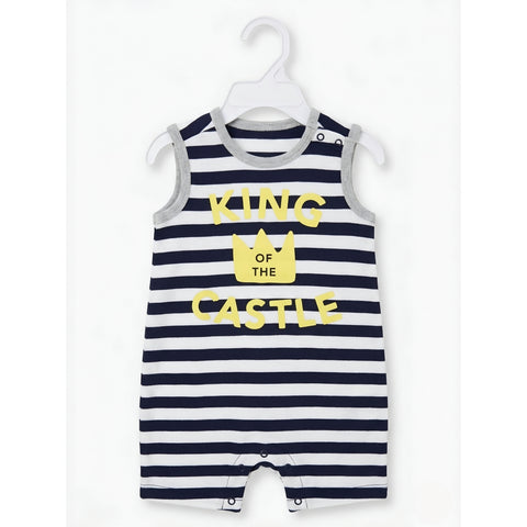 King of the Castle" Navy Striped Baby Romper Zubaidas