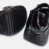 Girls Black Glossy Loafers with Bow - View 4