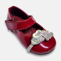 Baby Girls Fancy Pump Maroon - View 1