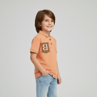 Boys' Waffle Knit Polo Shirt with Contrast Pocket Slate Zubaidas - View 3