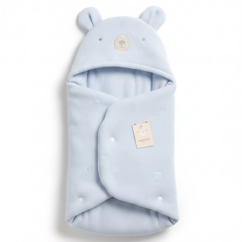 Ultra-Soft Fleece Baby Swaddle Blanket with Bear Hood 01102574