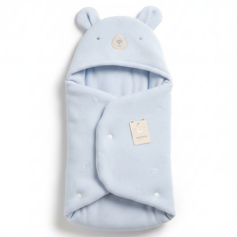 Ultra-Soft Fleece Baby Swaddle Blanket with Bear Hood 01102574