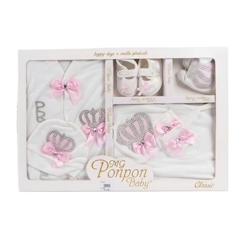 Baby Classic Newborn Gift Set – White & Pink Zubaidas