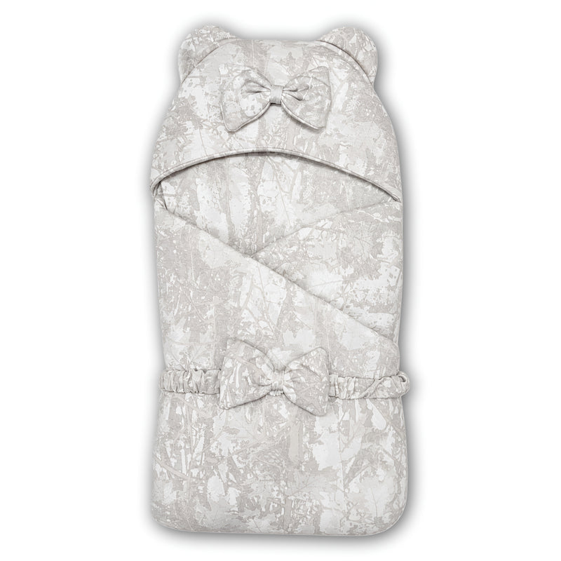 Baby Hooded Carry Nest Swaddle Style with Bow belt Grey