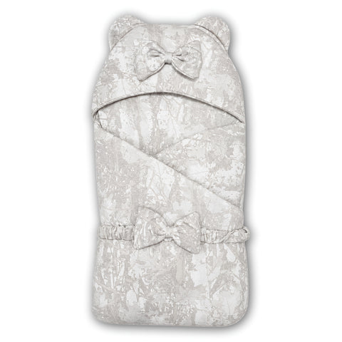 Baby Hooded Carry Nest Swaddle Style with Bow belt Grey