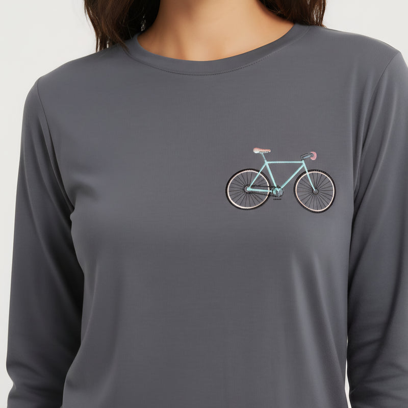 Women's Long Sleeve Cotton Blend Pajama Set Charcoal Bicycle Zubaidas