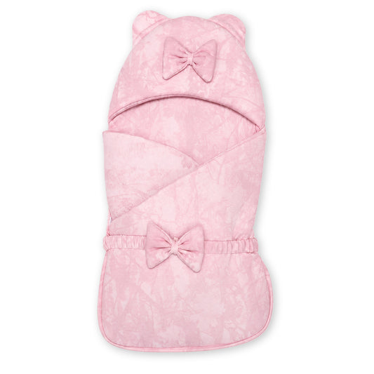 Baby Hooded Carry Nest Swaddle Style with Bow belt Pink