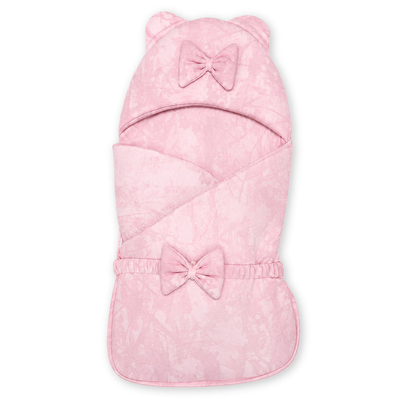 Baby Hooded Carry Nest Swaddle Style with Bow belt Pink