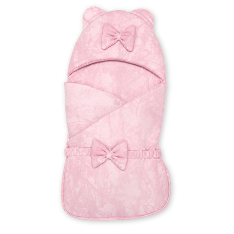 Baby Hooded Carry Nest Swaddle Style with Bow belt Pink