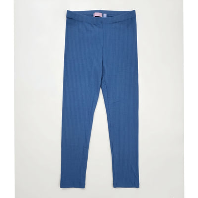 Girls' Ribbed Cotton Leggings – Comfortable Stretch Fit (Denim Blue) Zubaidas