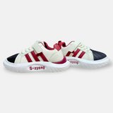 Boys Sneakers with Red Stripe Cream & Black
