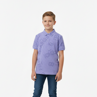 Kids' All-Over Print Short Sleeve Polo Blue Zubaidas - View 1