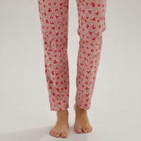 Cosy Winter Heart Print Sleepwear long sleeve Red Zubaidas - View 3
