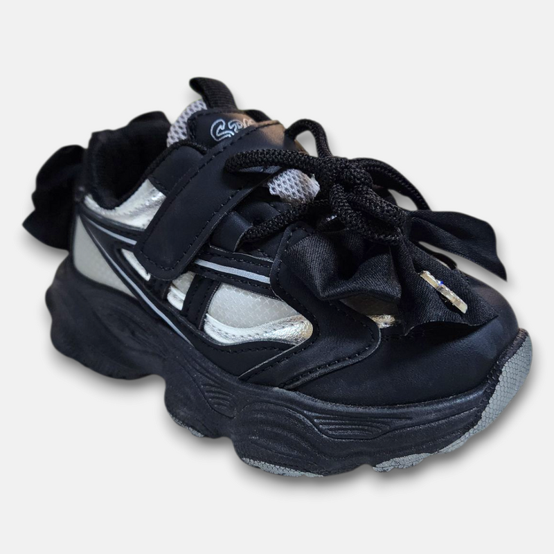 Girls Joggers Black With Bow