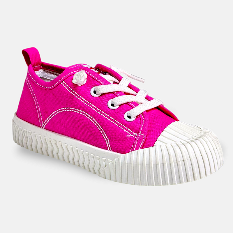 Girls' Bright Pink Canvas Sneakers