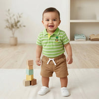 Baby Boy 2-Piece Pineapple Polo & Chino Shorts Set Zubaidas - View 1