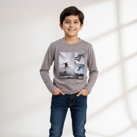 Boys Urban Skate Print Long Sleeve Cotton Shirt Zubaidas - View 1
