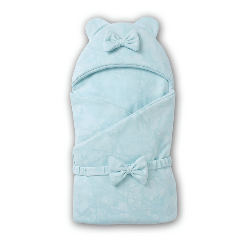 Baby Hooded Carry Nest Swaddle Style with Bow belt Light-Blue
