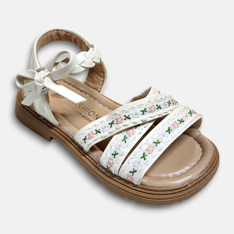 Girl Bow Sandal White Zubaidas