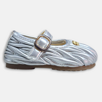 Spring Autum Girl Pump Silver Pleated Texture PU Leather - View 3