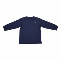 Boys Premium Cotton Long Sleeve Crewneck T-Shirt Navy Blue Zubaidas - View 2