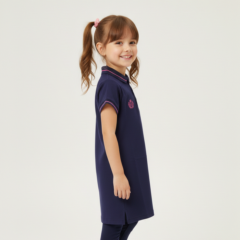 Girls' Navy Blue Short-Sleeve Polo Zubaidas