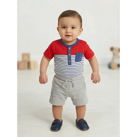 Baby Boy 2-Piece Henley T-Shirt and Shorts Set Zubaidas