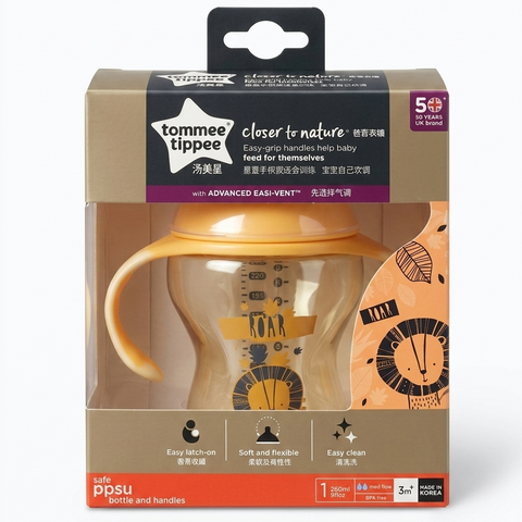 Tommee Tippee Closer to Nature PPSU Baby Bottle with Handles - 260ml (3m+)