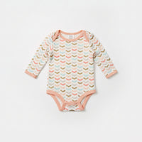 Long-Sleeve Cotton Baby Bodysuit with Pastel Chevron Pattern Zubaidas - View 1