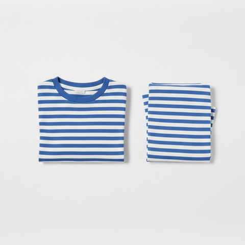 Toddler Two Piece Organic Cotton Pajama Set Blue Zubaidas