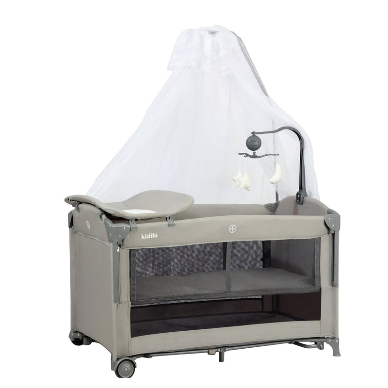 Kidilo Portable Baby Playpen T-702 Light Grey Zubaidas