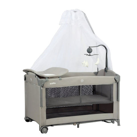 Kidilo Portable Baby Playpen T-702 Light Grey Zubaidas