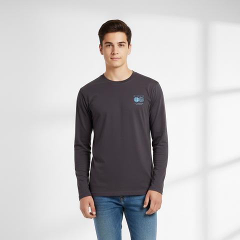 Boys Premium Cotton Long Sleeve T Shirt in Slate Grey Zubaidas