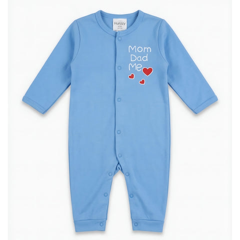 Pack-3 Baby Boys Long-Sleeve Cotton Romper Set Blue & White Zubaidas