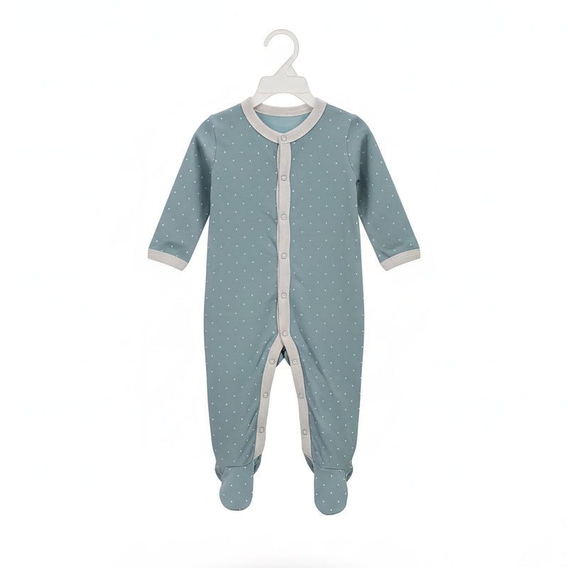 Soft Cotton Baby Sleepsuit with Front Buttons & Polka Dot Print Zubaidas
