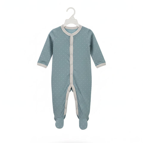 Soft Cotton Baby Sleepsuit with Front Buttons & Polka Dot Print Zubaidas