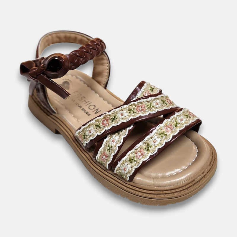 Girl Bow Sandal Brown Zubaidas