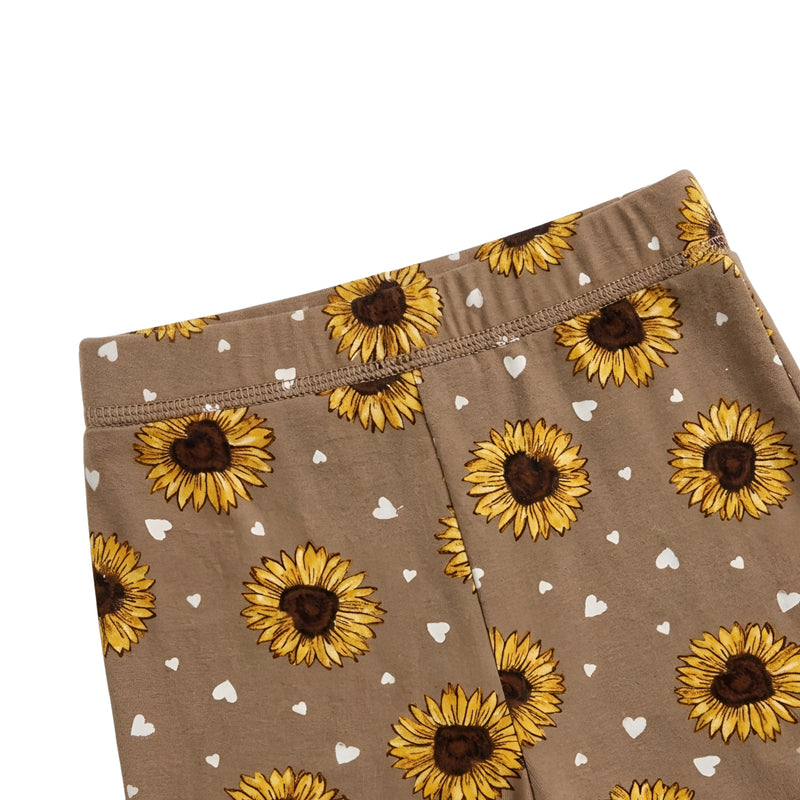 Toddler Girls' Sunflower & Heart Print Flare Leggings Zubaidas