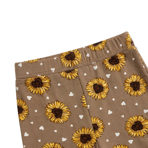 Toddler Girls' Sunflower & Heart Print Flare Leggings Zubaidas