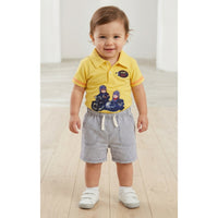 Baby Boy 2-Piece Polo Shirt & Striped Shorts Set Yellow Baby Bear Zubaidas - View 1