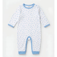 Pack-3 Baby Boys Long-Sleeve Cotton Romper Set Blue & White Zubaidas - View 2